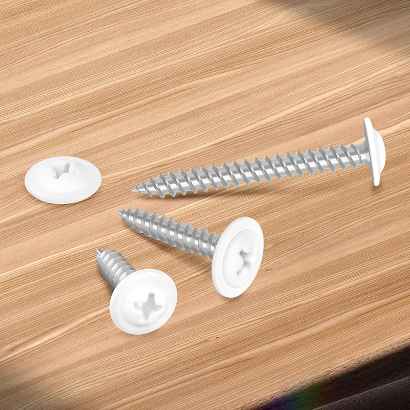[Australia - AusPower] - #8 x 1 Truss Head Fast Self Tapping Screws, Alloy Steel Wood Screws, White Head, Full Thread, Screwdriver Bit Included, 100 PCS #8 x 1" 