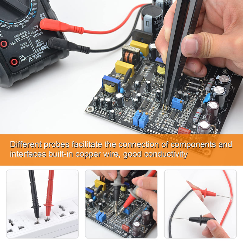 [Australia - AusPower] - Test Leads for Multimeter Test Cable Set MESTEK 21 Pieces Banana Plug Test Probes Crocodile Clips Mini Hook Test Probe Extension Cables Specialty Accessories Kit 