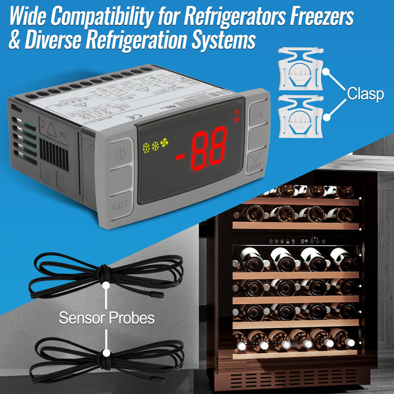 [Australia - AusPower] - Replacement for Dixell XR06CX-4N1F1 Temperature Controllers, Ideal for 120V 50-60hz Commercial Refrigerators/Freezer,Programmable Digital Thermostat with Sensor Probe & Mounting Hardware 1-Pack 