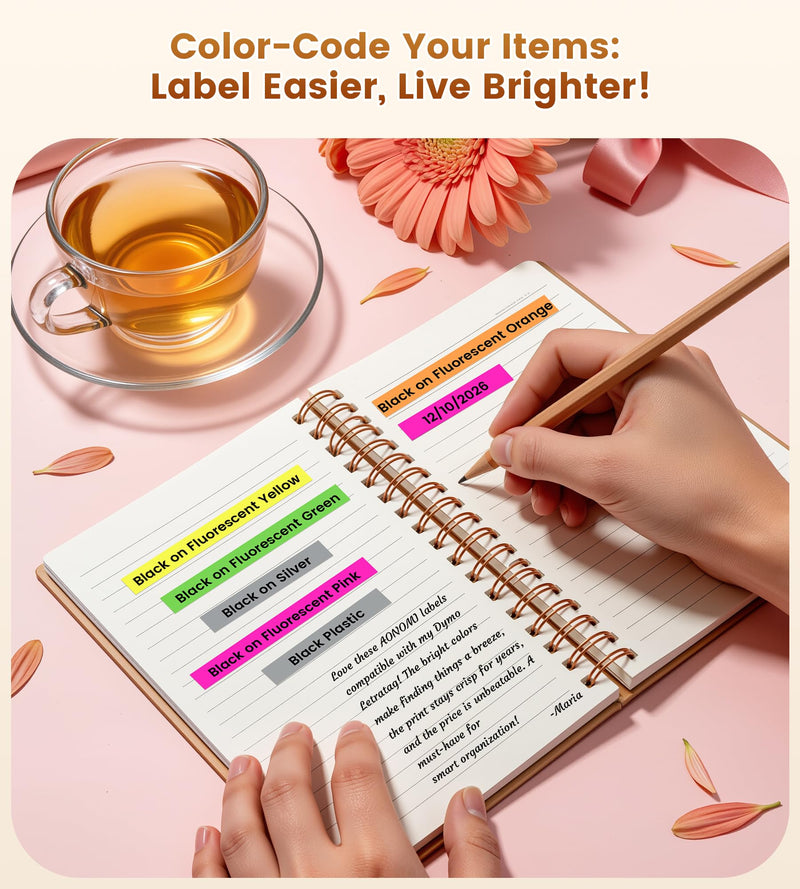 5 x Fluorescent Plastic + 5 x White Plastic LT Tape Compatible with DYMO LetraTag Plus LT-100T LT-100H QX50 Label Maker, 1/2 Inch x 13 Feet