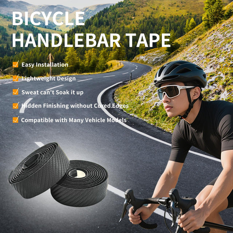 Bike Handlebar Tape, Black Bicycle Bar Tape, Bike Grip Tape 2.5mm Thick EVA Road Bike Handlebar Tape of Comfortable Non-Slip Shock Absorption for Road Cycling, Mountain Biking(2 Rolls Per Set)
