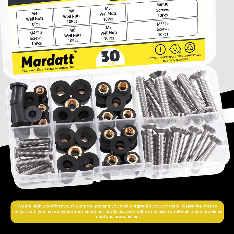 [Australia - AusPower] - 60Pcs M4 M5 M6 Well Nut Expansion Nuts and 304 Stainless Screw Rubber and Steel Parts Windscreen Nuts Accessories for Motorcycle Kayak Boats 