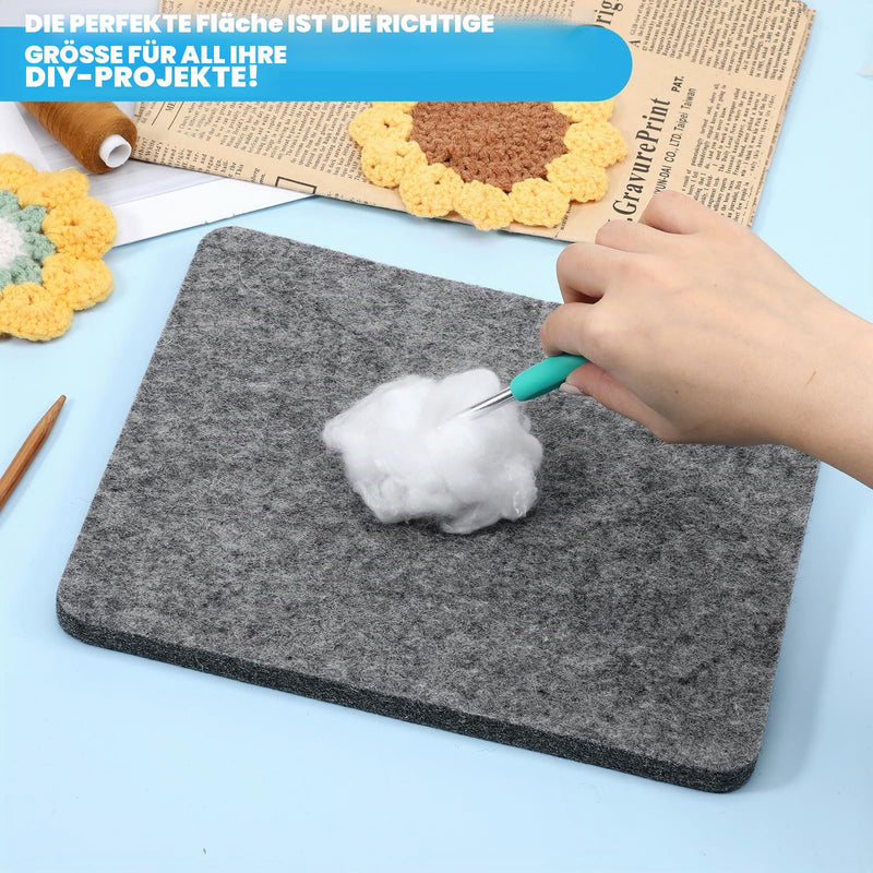 Felt Pad for Needle Felting, Wool Needle Grey Sponge Felt Mat, 24.5 x 20.5 x 1.3 cm Thick Needle Felting Fixed Base Needle Craft Press Mat for Wool Ironing Pad Precision Projects