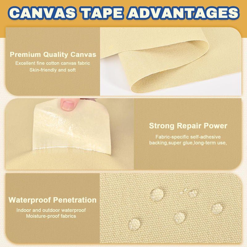 Canvas Repair Tape, 16 x 63 Inch Waterproof Heavy Duty Fabric Tape for Furniture, Self Adhesive Canvas Repair Patches for Boat Covers, Sofas, Tents, Louge Chairs, Canopy, Awning Black