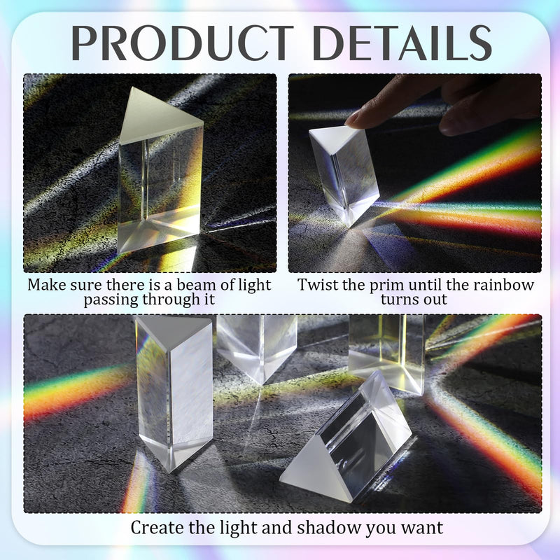 [Australia - AusPower] - 4 Pcs Photography Crystal Prisms Optical Triangular Prism for Teaching Photography Kids Science Physics(2 Inch) 2 Inch 