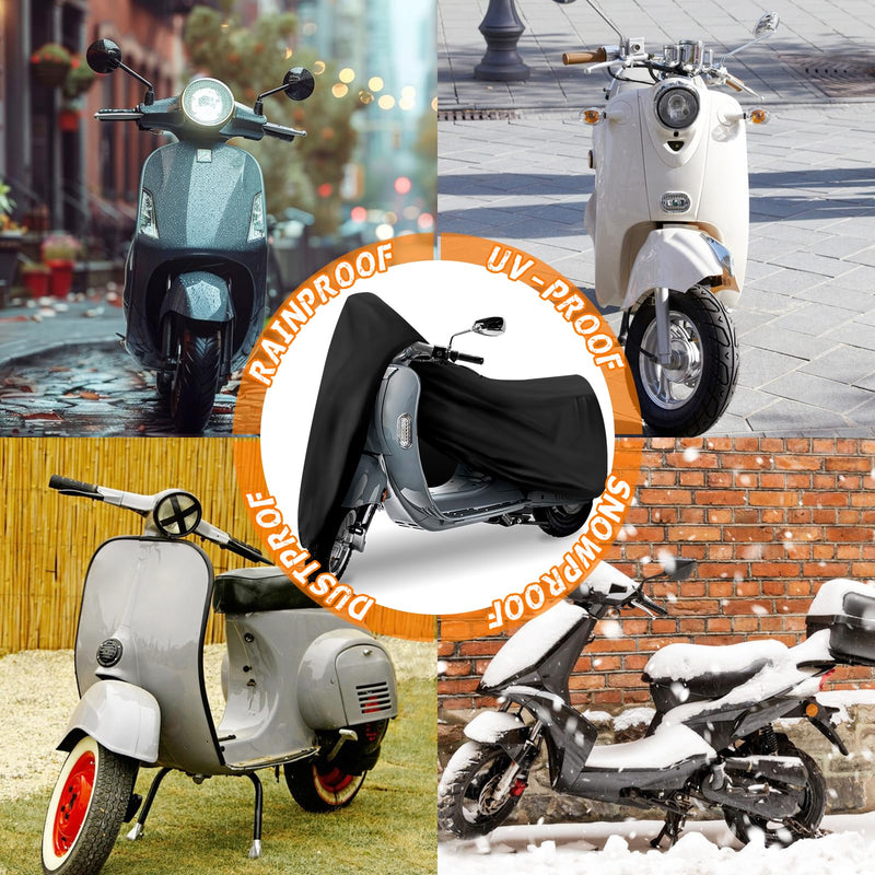 [Australia - AusPower] - Scooter Cover, Waterproof Moped Cover, Vespa Cover, Outdoor Windproof and UV, for 72" Long Yamaha Honda Ruckus Motorbike Cover (Black) Black S-72 inch 