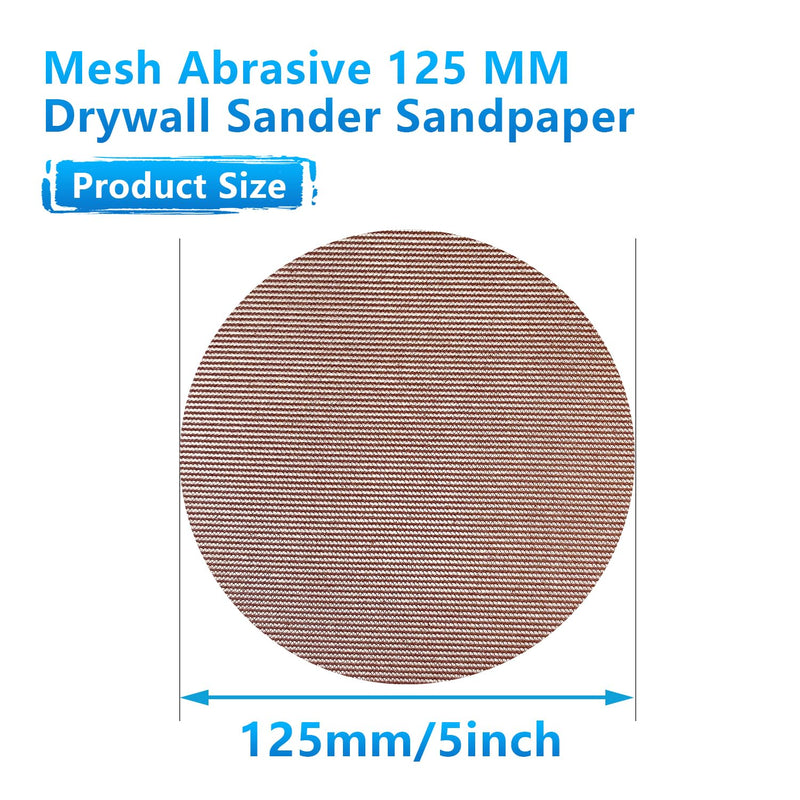 [Australia - AusPower] - GZKTY Sanding Mesh 125 mm Velcro, Pack of 50 Sandpaper Round Mesh, Grit 60/80/120/180/240, Eccentric Sanding Discs, Suitable for Random Orbital Sanders 125 mm 125 mm net 