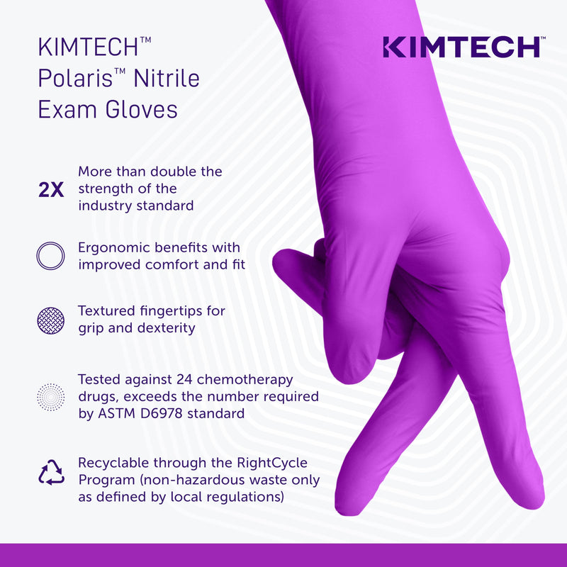 Kimtech™ Polaris™ Nitrile Exam Gloves (62773), 5.9 Mil, Ambidextrous, 9.5”, L, 100 Nitrile Gloves/Box Regular (9.5") Large