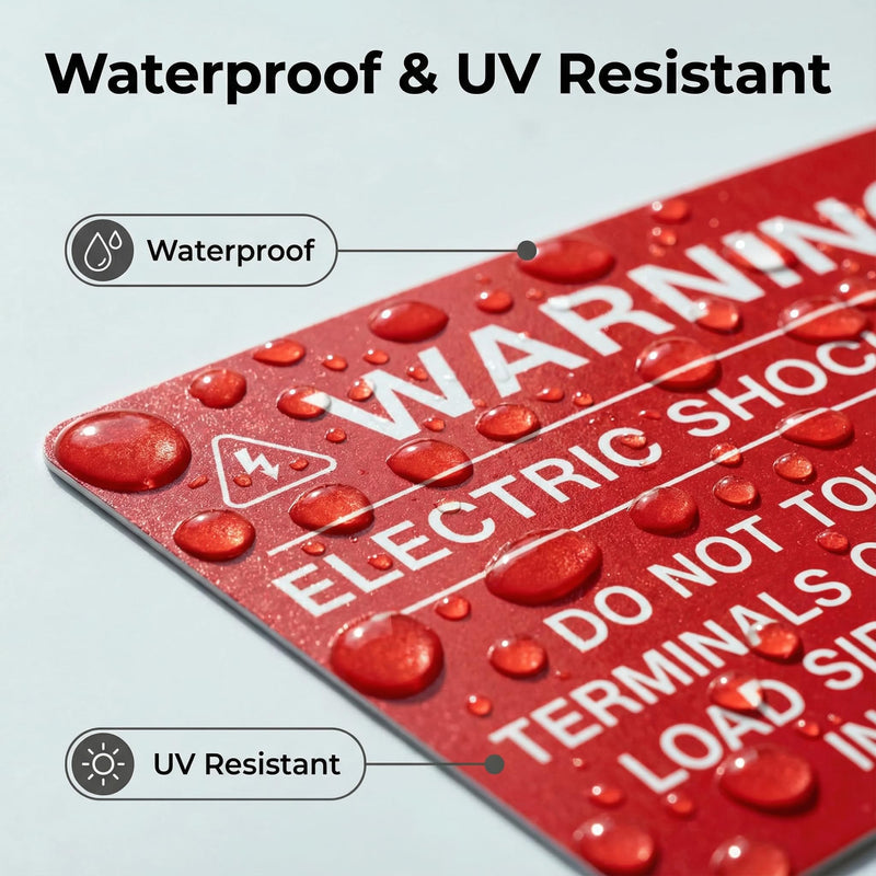 30Pcs Electrical Safety Stickers - Electric Shock Hazard_Do Not Touch Terminals Terminals On Both The Line and Load Sides May Be Energized in The Open Position Waning Labels - 4" x 3"