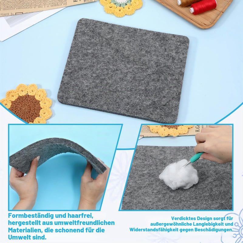 Felt Pad for Needle Felting, Wool Needle Grey Sponge Felt Mat, 24.5 x 20.5 x 1.3 cm Thick Needle Felting Fixed Base Needle Craft Press Mat for Wool Ironing Pad Precision Projects