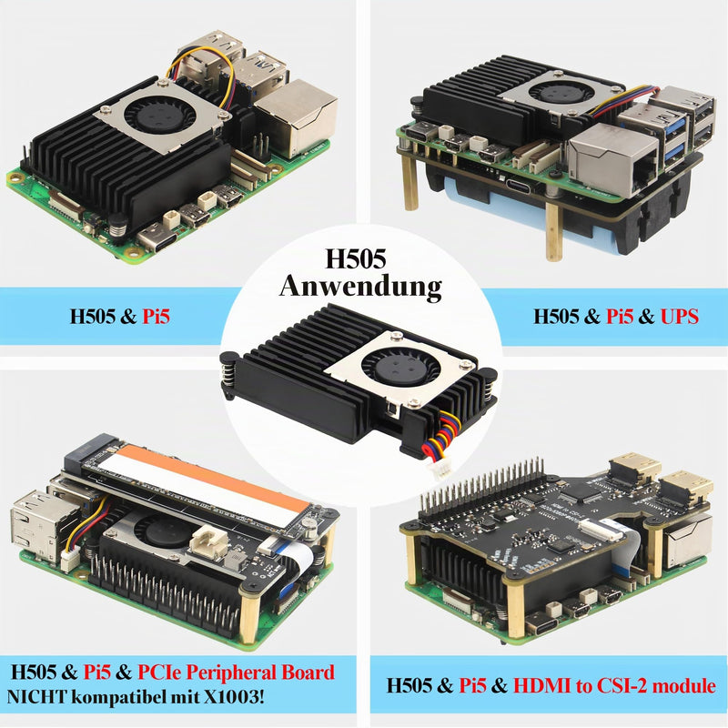Geekworm H505 Active Cooler Fan for Raspberry Pi 5 16GB/8GB/4GB/2GB | Aluminum Heatsink with Blower PWM Fan