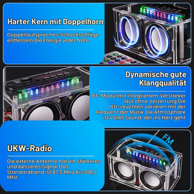 Heemol DIY Speaker Kit, Bluetooth Amplifier & Soldering Kit for Radio 87.5-108 MHz with LCD Display, Spectrum Display and Remote Control Soldering Exercise for Electronics