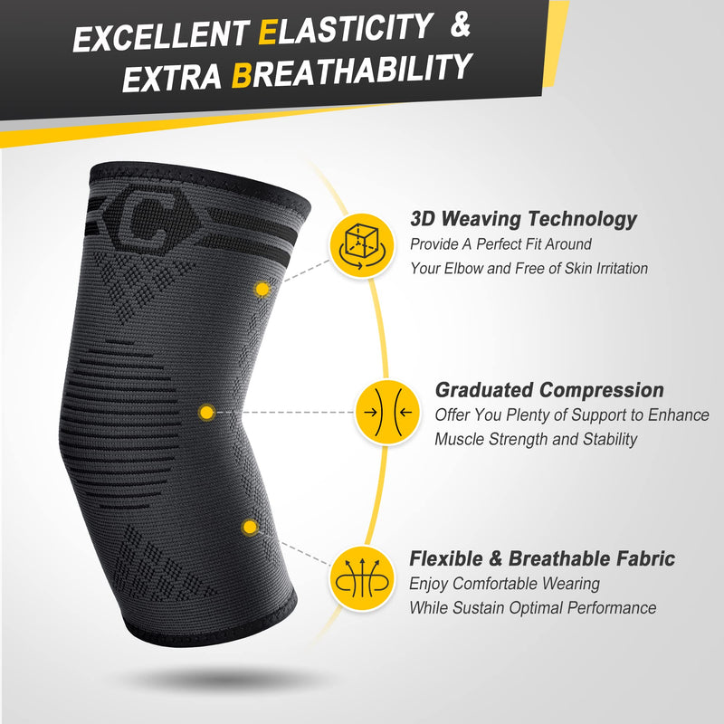 [Australia - AusPower] - CAMBIVO 2 Pack Elbow Brace for Tendonitis, Tennis Elbow Compression Support Sleeve for Golfers Elbow Pain Relief, Arthritis, Bursitis, Workout, Weightlifting Medium Black (2 Pack) 
