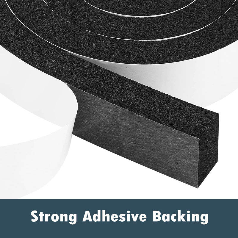 YIJUHOU Weather Stripping Door Seal Window Air Conditoner Insulation Foam Seal Tape Black Open Cell Door Seal Strip (2IN*1IN*6.5FT) 2IN*1IN*6.5FT