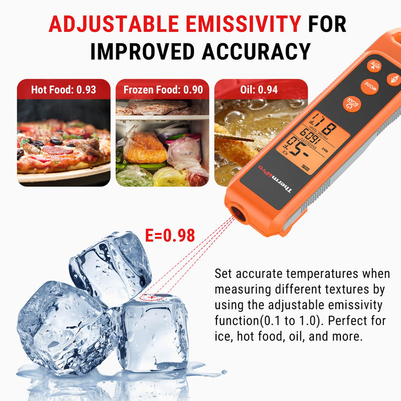 [Australia - AusPower] - ThermoPro TP420 2-in-1 Instant Read Thermometer for Cooking, Infrared Thermometer Cooking Thermometer with Meat Probe, Non-Contact Laser Meat Thermometer for Griddle Grill Pizza Oven HVAC Pool IR Thernometer with Meat Probe 