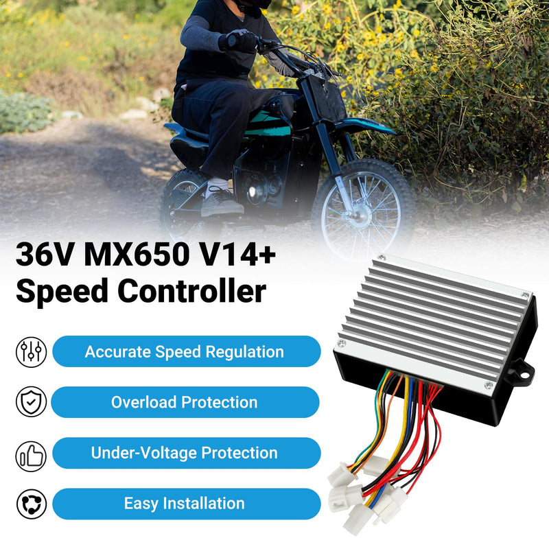 EOPOAYI MX500 Controller Replacement for Razor MX650 V14+ MX500 V21+ SX500 McGrath Electric Dirt Rocket Bike RSF650 EcoSmart Metro Scooter Dirt Quad 500 ATV, 36V Control Module with 3 Pin Charger Port 36V Controller