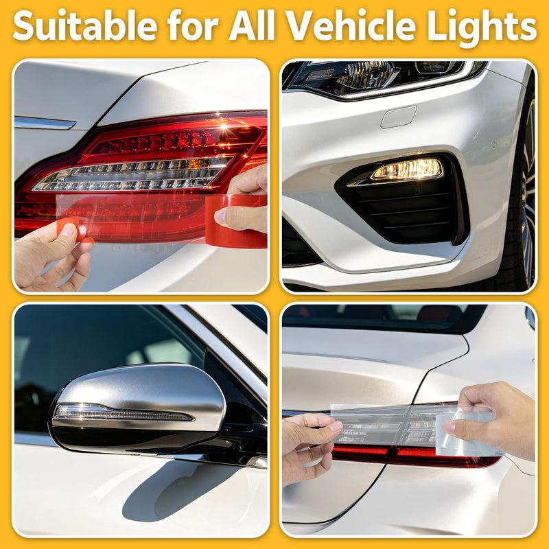 Lypumso 2in x 20ft Tail Light Repair Tape, Self-Adhesive Headlight & Taillight Repair Transparent Tint Vinyl Tape, 2 Rolls Red & Clear Auto Tail Fog Lights Headlight Lens Light Tape Red and Clear