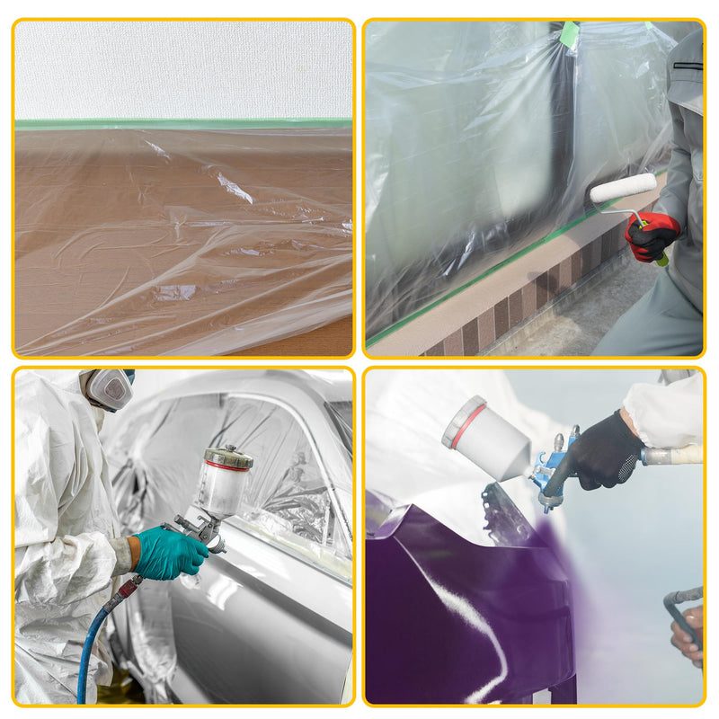 1 Pcs Universal Pre-Taped Masking Film Plastic Cover PE Film Paper White Green 55x2000cm / 65.62ftx21.65" 65.62 Ft x 21.65"