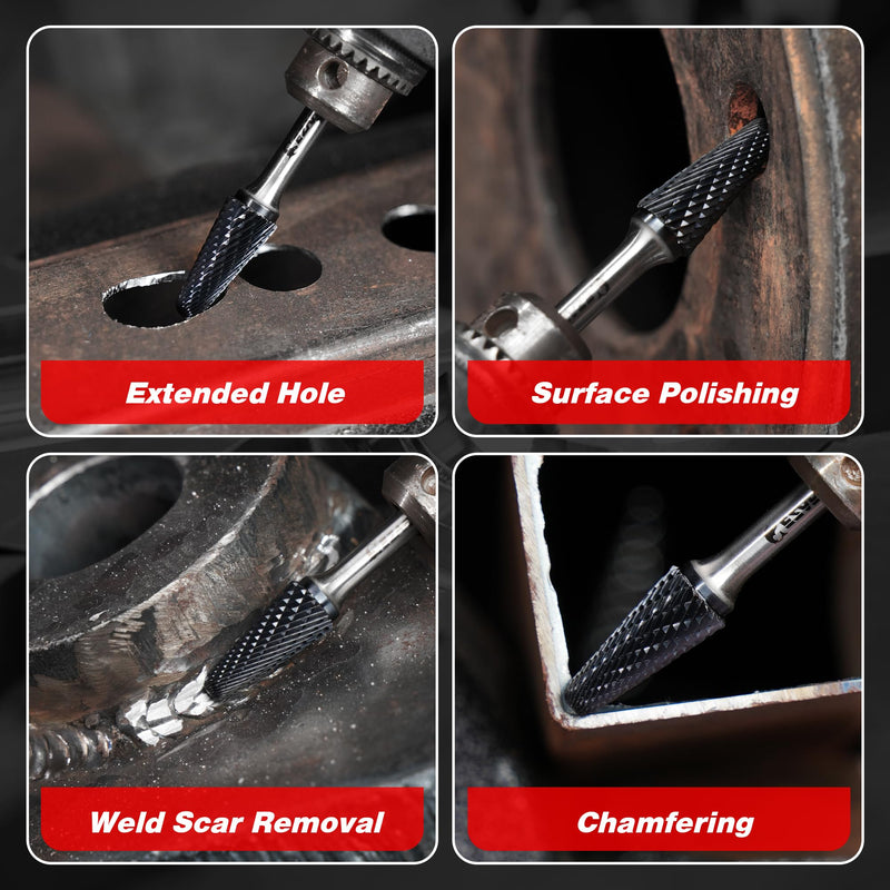 [Australia - AusPower] - EZARC AlCrN Hartmetall-Rotationsfräser (Pro), SL-5 Doppelschnitt Frässtift 1/4-Zoll- Schaft für Metallbearbeitung, 2X Lebensdauer 