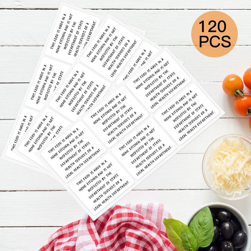 120 Pack Cottage Food Law Label Stickers,1.5x2 Inch Cottage Law Labels for Baker's,Home Kitchen Food Labels Non-Inspection Statement