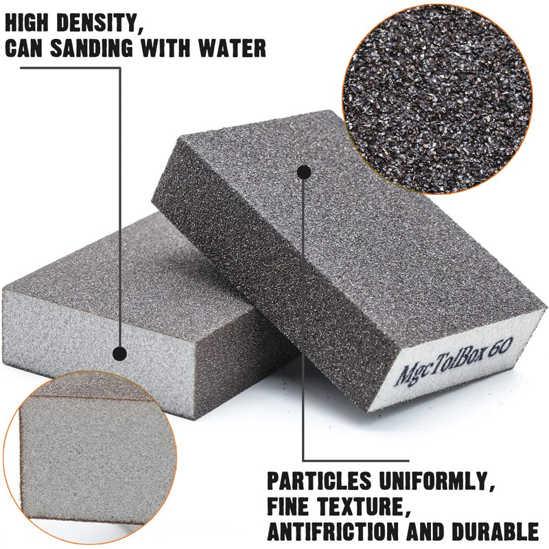 [Australia - AusPower] - Pack of 6 Sanding Sponges, 6 Different Sanding Sponge Wood, Washable and Reusable, Sanding Block Emery Paper Set Suitable for Polishing Various Materials 6 Mix Körnung 
