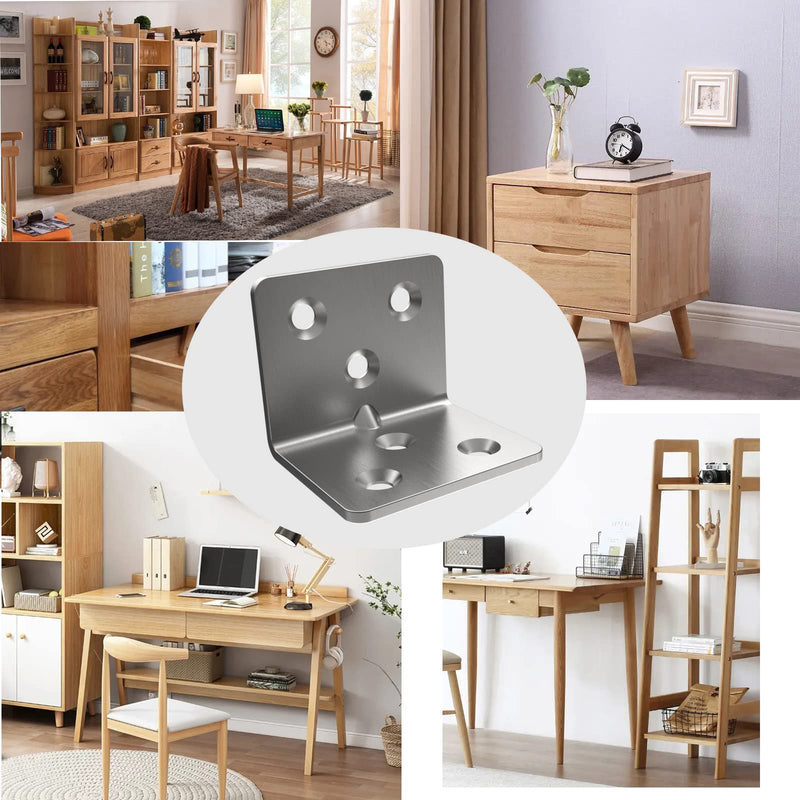 [Australia - AusPower] - Stainless Steel Corner Bracket,Joint Right Angle Bracket,L Shape Heavy Duty Metal Corner Brace Shelf Supporter for Wood Aufuga (20, 1.5x1.2x1.2") 1.5x1.2x1.2" 20 