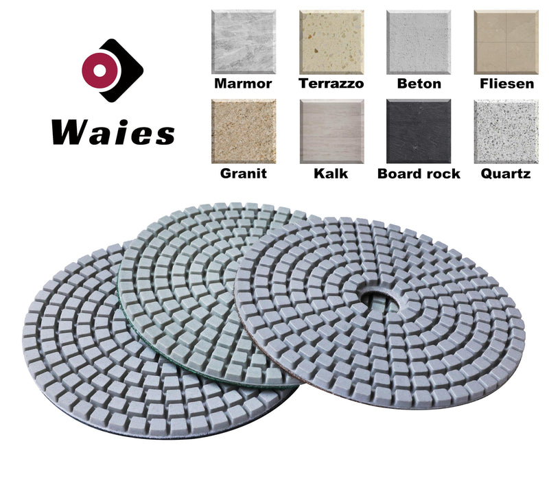 [Australia - AusPower] - Waies Wet Diamond Sanding Pad 125 mm Velcro for Tiles Stone Concrete Marble Granite 50-10000 for Polishing Discs for Angle Grinders 