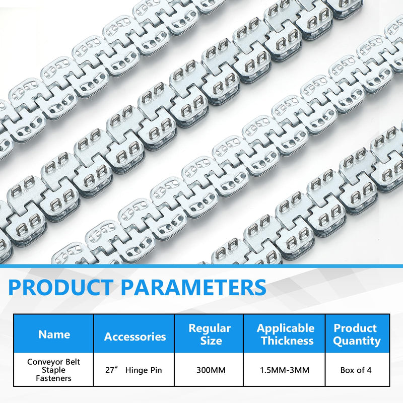 [Australia - AusPower] - 12'' Conveyor Belts Clipper Lacing 2 Pairs Zinc Plated Carbon Steel Fasteners with Hinge Pin for Light Industrial Thickness 1. 5-3mm Mechanical Conveyor Belt 