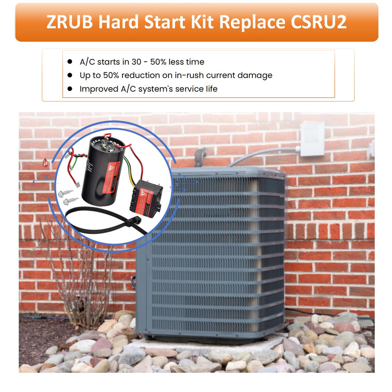 Long Term Replace CSRU2 Compressor Saver Hard Start ZRUB Capacitor Work on Units 3 1/2 to 5 tons Hard Start Kit for Air Conditioner