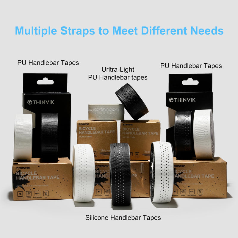 Thinvik Bike Handlebar Tape, PU&EVA Bicycle Bar Tape, Shock Absorbing, Anti-Slip Bar Tape, Enhance Bike Grip for Gravel & Road Bikes, Black, 2 Pack Lizard Embossed Pattern - Black