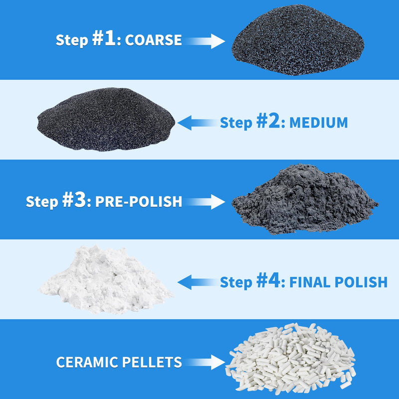 [Australia - AusPower] - Rock Tumbler Grit and Polish Refill Kit - 4 Bags Sample Pack, 4-Step Tumbling Refill Media Kit, Works with Any Rock Polisher, Rock Tumbler Supplies 