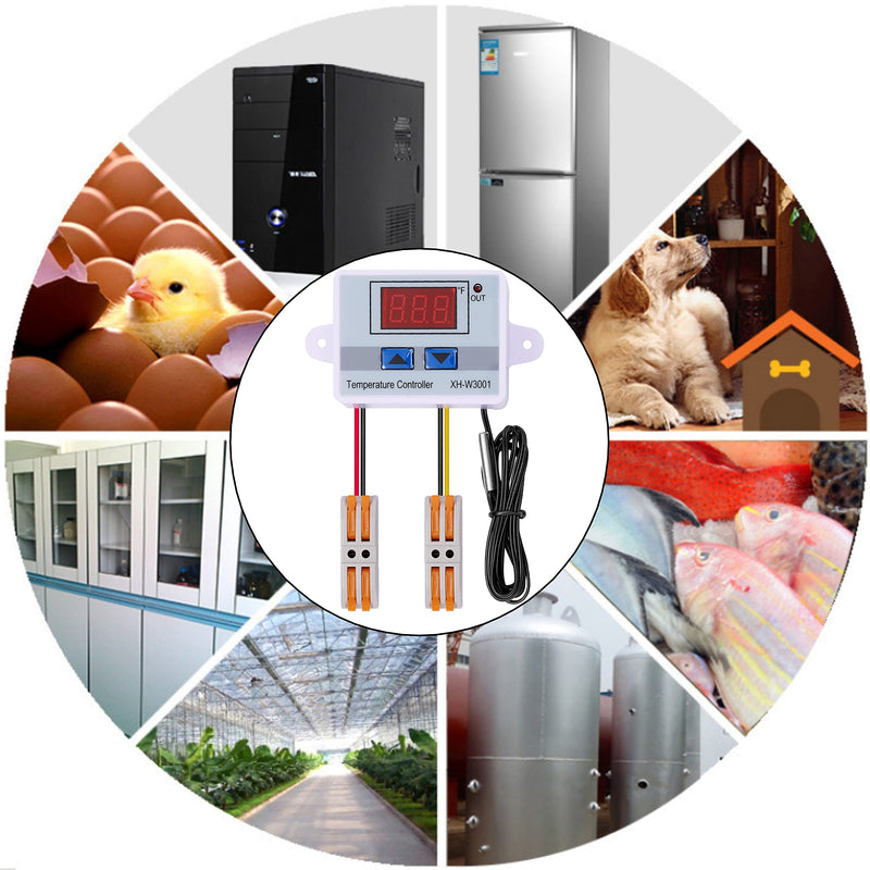 [Australia - AusPower] - VIGELA AC110~220V 1500W XH-W3001 ℉ Temperature Controller with Waterproof Probe and Quick Connector(2 Pieces) XH-W3001/℉ AC110~220V 
