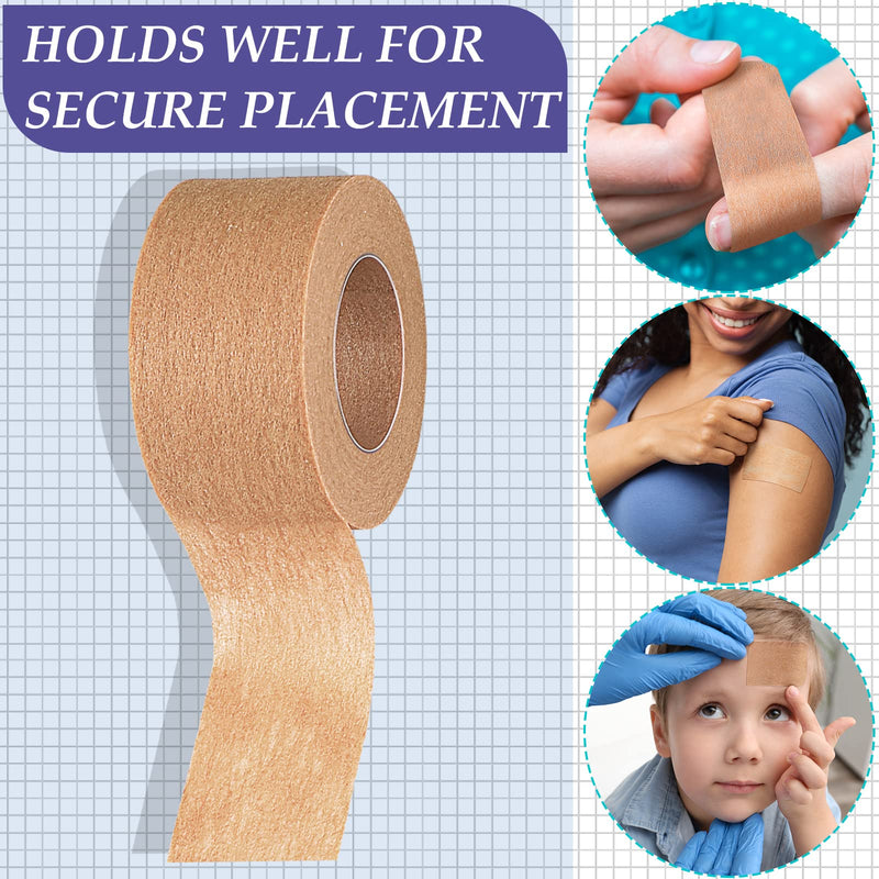 Threlaco 12 Rolls Micropore Tan Tape Skin Tape Adhesive Tape Non Woven Paper Tape for Household Supplies (1 Inch x 10 Yards)