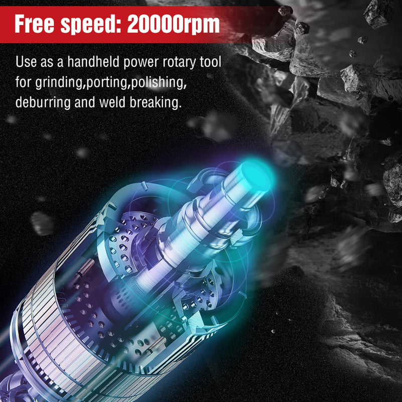 WORKPRO Air Angle Die Grinder, 1/4-Inch Pneumatic Right Angle Die Grinder, 20000RPM, Air-Powered 90 Degree for Grinding, Cutting, Polishing, Welding Repair, Deburring, 1/4" & 1/8" Collets Included 1/4-Inch Right Angle Die Grinder