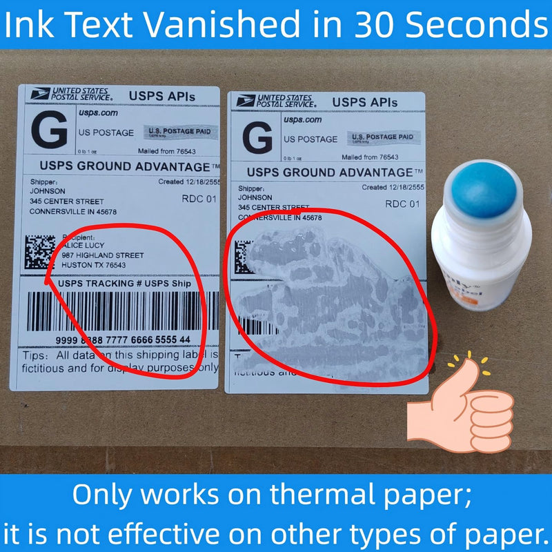 Shipping Label Ink Eraser – Upgraded Leak-Proof Design – Instant Identity Theft Protection – Thermal Ink Eraser for Packages, Labels & Receipts – Permanent Privacy Shield – 50ml (330+ Uses)