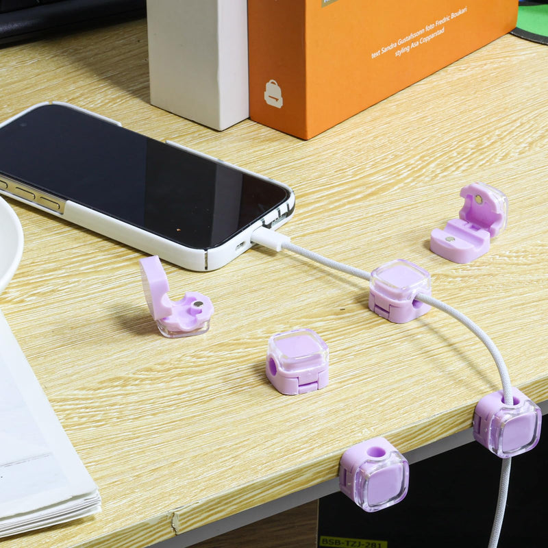 [Australia - AusPower] - 6 Pack Magnetic Cable Clips, Cable Organizer Holder Magnet Cable Management Adhesive Charger Clips Wire USB Cord Manager Keeper for Home Office Car Wall Desk Phone Nightstand (Purple) Purple 
