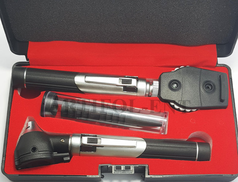 [Australia - AusPower] - Generic Student Home Use New Ent Otoscope Examination Kit Fiber Optic Diagnostic Set Black Color OS1015 