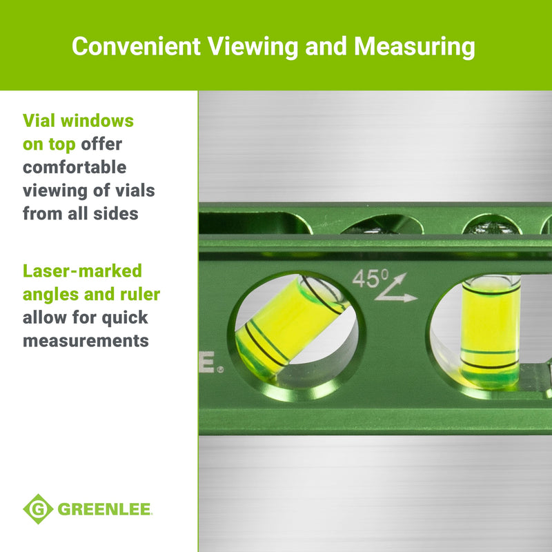 [Australia - AusPower] - Greenlee L107 Electrician's Magnetic Torpedo Level with Conduit Bending Offset Aid, Green 