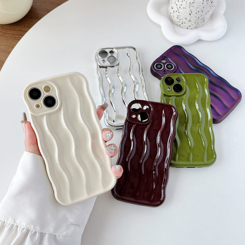 [Australia - AusPower] - Caseative Water Ripple Pattern Curly Wave Frame Soft Compatible with iPhone Case (Silver,iPhone 14 Pro Max) Silver iPhone 14 Pro Max 