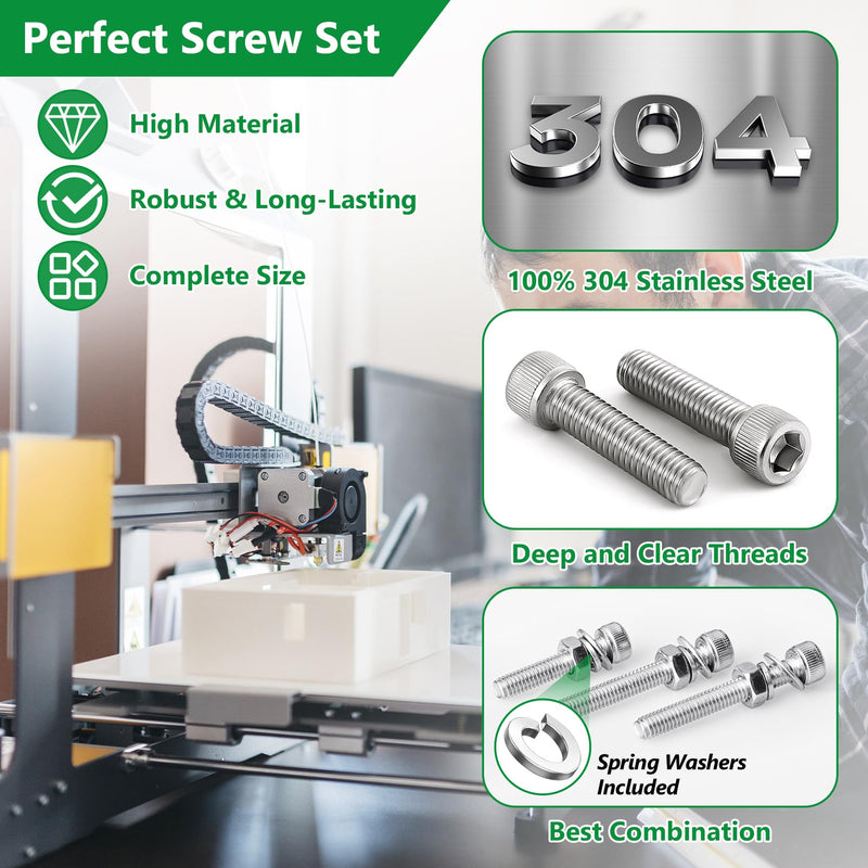 [Australia - AusPower] - 1440PCS Screws Nuts and Washers Assortment, M2 M3 M4 Hex Socket Head Cap Metric Bolts and Nuts Kit and 820PCS M2 M3 M4 Metric Screw Assortment, 304 Stainless Steel Metric Bolts and Nuts Assortment Kit 