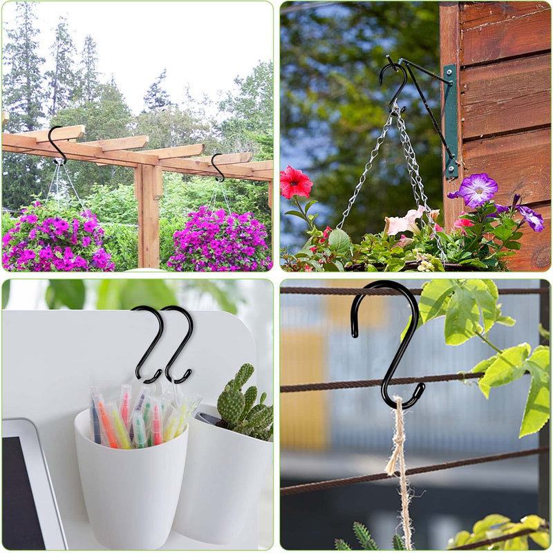 [Australia - AusPower] - DINGEE 4 Inch 12 Pack S Hooks for Hanging Heavy Duty, Large S Hooks,Rubber Coated Plants Hooks for Hanging, Black Non Slip Metal S Hooks for Closet,Garden, Jeans Plants Jewelry Pot Pan Cups Towels 4 Inch-12 Pack 