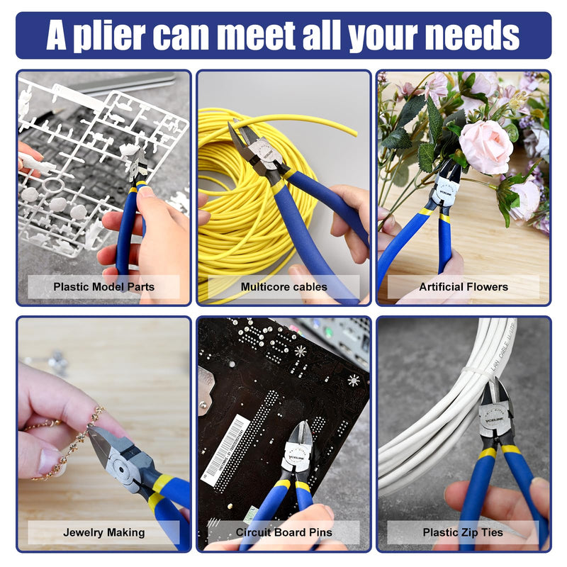 [Australia - AusPower] - VCELINK Wire Cutter, 6-inch Side Cutter, CR-V Small Flush Cutter, Professional Small Wire Cutter with Spring-loaded for Artificial Flowers, Floral, Jewellery Making, and DIY Model Making 
