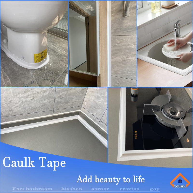 [Australia - AusPower] - White Caulk Tape Waterproof Self Adhesive,, Toilet Caulk Sealant Tape, Bathtub Caulk Sealing Strip Tape for Bathroom Caulking Tape Shower Caulk White-1.5IN-10.5FT-B 