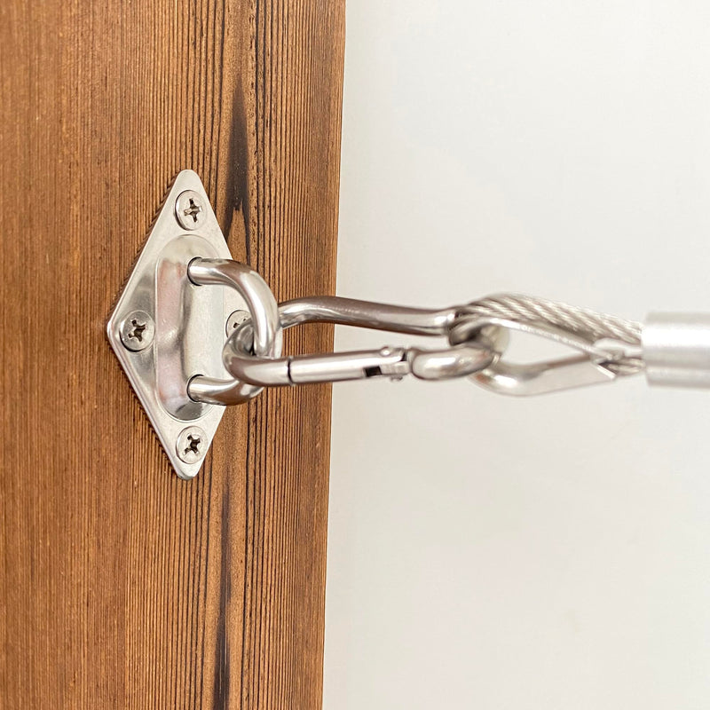 [Australia - AusPower] - 8 Pcs 304 Stainless Steel 2.31 Inches Pad Eye Hooks and 8 Pcs 304 Stainless Steel Snap Hooks,Screw Ceiling Hooks,Outdoors String Lights Hangers,Shade Sail Hardware with Screws Anchors 2.3 Inches Rhombus Pad Eye with Snap Hooks 