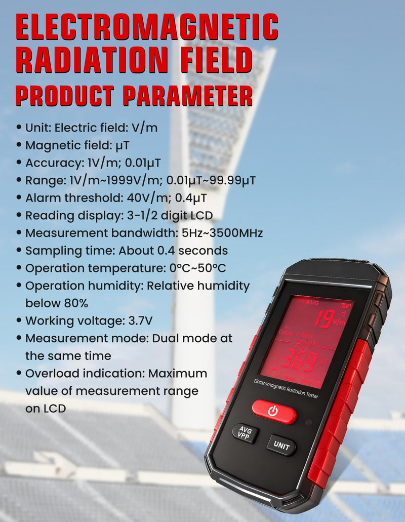Electromagnetic Radiation Tester EMF Meter Counter Digital Detector for Electromagnetic Radiation AMF118A Black Model 2