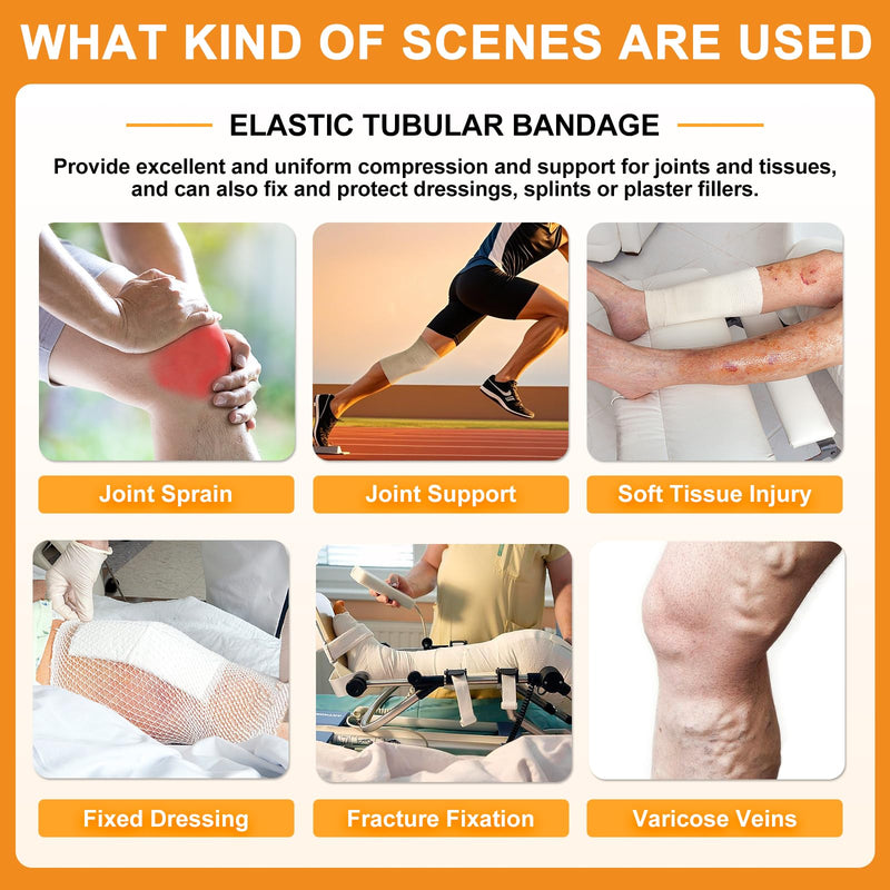 [Australia - AusPower] - Carbou Elasticated Tubular Support Bandage 4" x 11 yd (Size F), Soft Stockinette Tubing for Legs, Arms, Knees, Thighs, Reusable Compression Support Bandage Roll for Joint Tissue Size F | 4" x 11 yd 