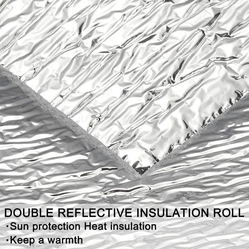 PATIKIL Reflective Insulation Foam Core Radiant Barrier 16" x 60" Double Side Foil Cold and Heat Shield Thermal Insulation for Ceilings,Walls,Window,Steel Buildings,Roofing 16" x 60"