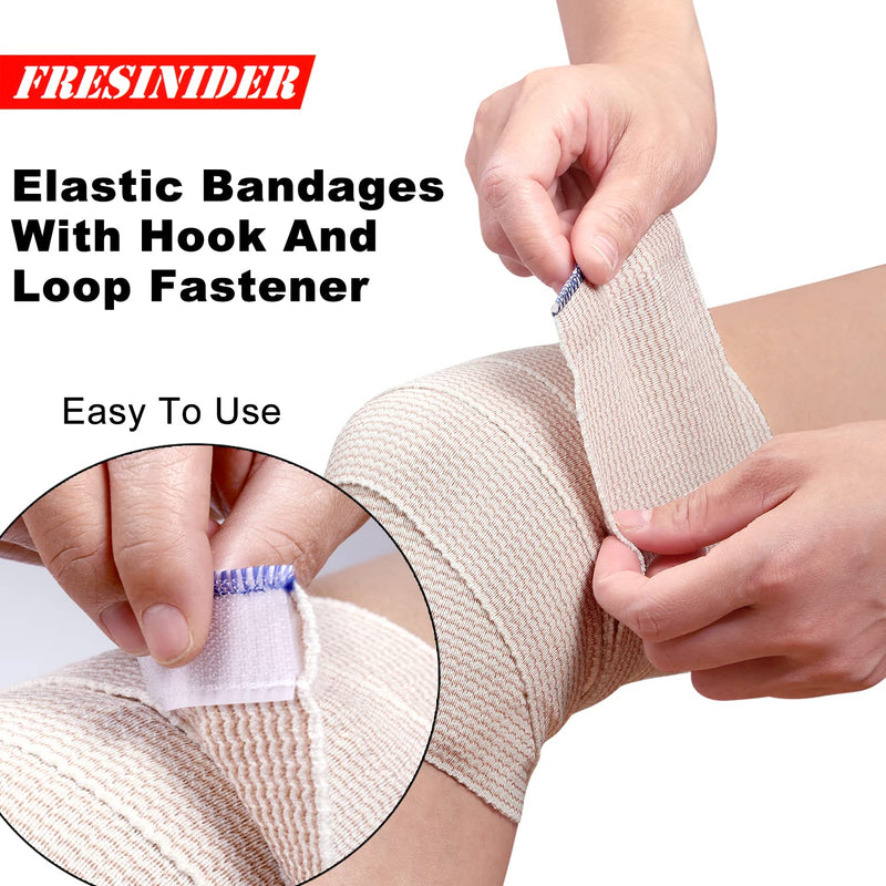 [Australia - AusPower] - Premium Elastic Bandage Wrap, 6 pack 4" Cotton Latex Free Compression Bandage Wrap with Touch Closure at Both Ends, Support & First Aid for Sports, Medical, and Injury Recovery 4" 