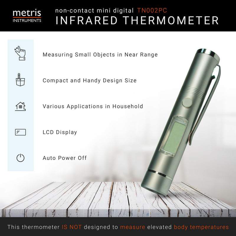 [Australia - AusPower] - Mini Digital Infrared Thermometer Certified to UL4200A Reese’s Law for Reptiles, Playground, Automotive, [ -27.4° to 428 °F ] (-33° to 220 °C) 1:1 D:S Ratio, Model TN002PC NO Laser 