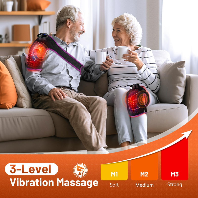 [Australia - AusPower] - RELEXNOW Red Light Therapy for Knee with Heat & Vibration Massage, Extension Band, Wireless Controller, 660nm&850nm Near Infrared Light Therapy Heated Device for Knee/Elbow/Shoulder Purple 
